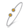 14K White Gold Round Citrine and Diamond Halo Bujukan Bangle - 0.16 ct