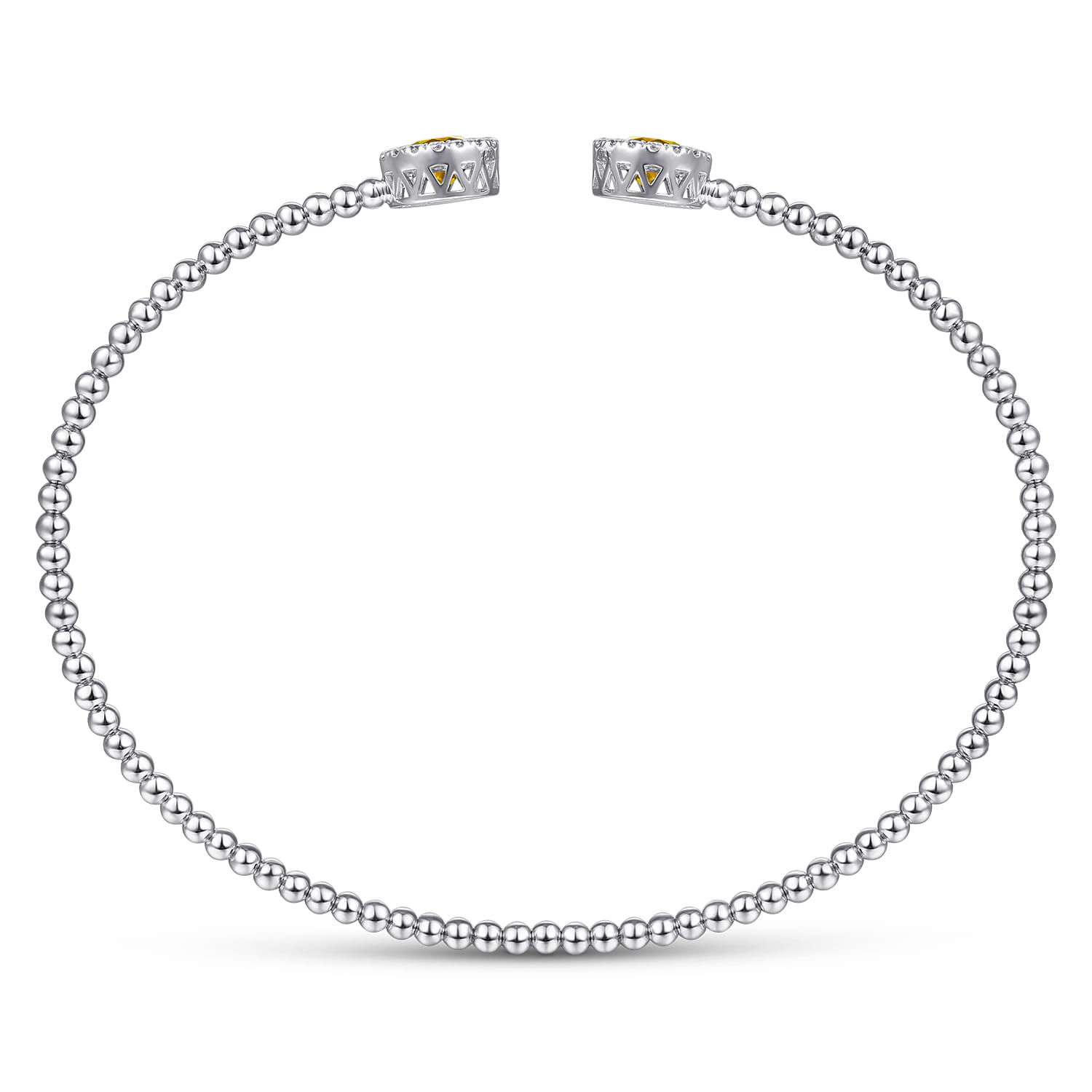 14K White Gold Round Citrine and Diamond Halo Bujukan Bangle - 0.16 ct - Shot 3