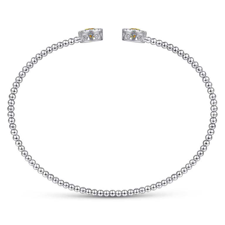 14K White Gold Round Citrine and Diamond Halo Bujukan Bangle - 0.16 ct - Shot 3