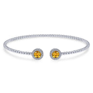 14K White Gold Round Citrine and Diamond Halo Bujukan Bangle