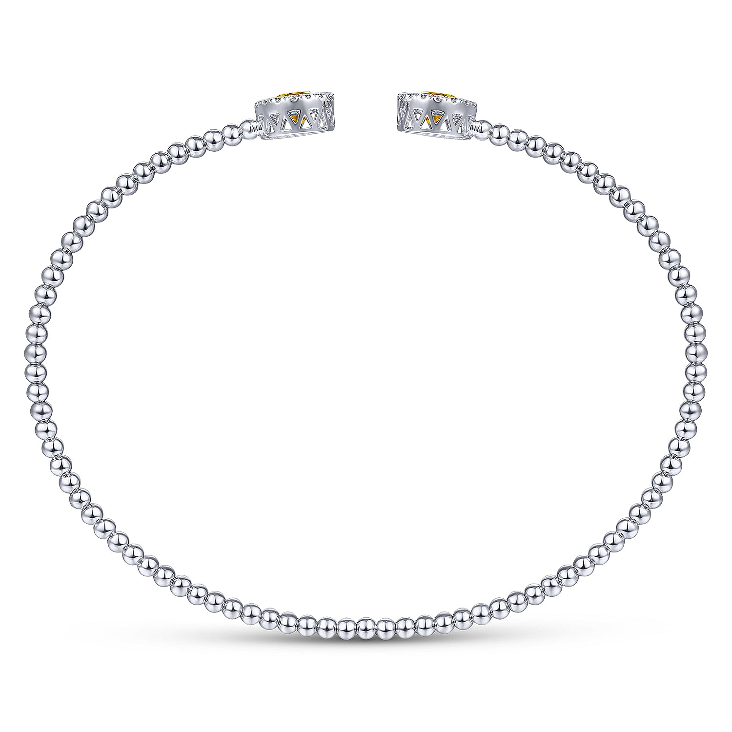 14K White Gold Round Citrine and Diamond Halo Bujukan Bangle