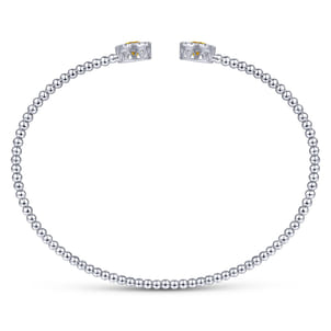 14K White Gold Round Citrine and Diamond Halo Bujukan Bangle