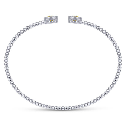14K White Gold Round Citrine and Diamond Halo Bujukan Bangle