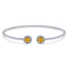 14K White Gold Round Citrine and Diamond Halo Bujukan Bangle - 0.16 ct