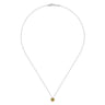 14K White Gold Round Citrine and Diamond Halo Pendant Necklace - 0.06 ct