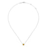 14K White Gold Round Citrine and Diamond Halo Pendant Necklace - 0.07 ct