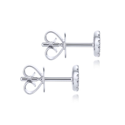 14K White Gold Round Cluster Diamond Stud Earrings