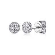 14K White Gold Round Cluster Diamond Stud Earrings