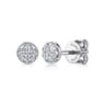 14K White Gold Round Cluster Diamond Stud Earrings - 0.25 ct