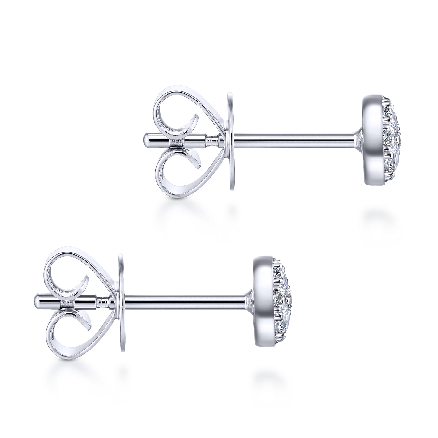 14K White Gold Round Cluster Diamond Stud Earrings - 0.25 ct - Shot 3