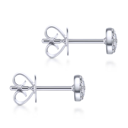 14K White Gold Round Cluster Diamond Stud Earrings