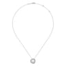 14K White Gold Round Cultured Pearl Swirling Diamond Halo Pendant Necklace - 0.4 ct