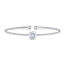 14K White Gold Round D Initial Diamond Bujukan Cuff Bracelet - 0.05 ct