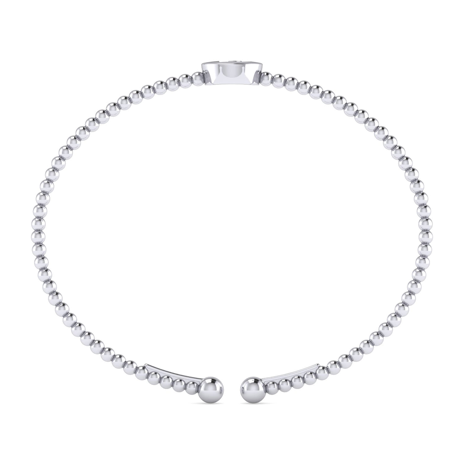 14K White Gold Round D Initial Diamond Bujukan Cuff Bracelet - 0.05 ct - Shot 3