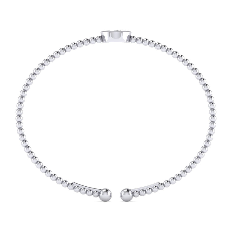 14K White Gold Round D Initial Diamond Bujukan Cuff Bracelet - 0.05 ct - Shot 3