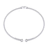 14K White Gold Round D Initial Diamond Bujukan Cuff Bracelet - 0.05 ct
