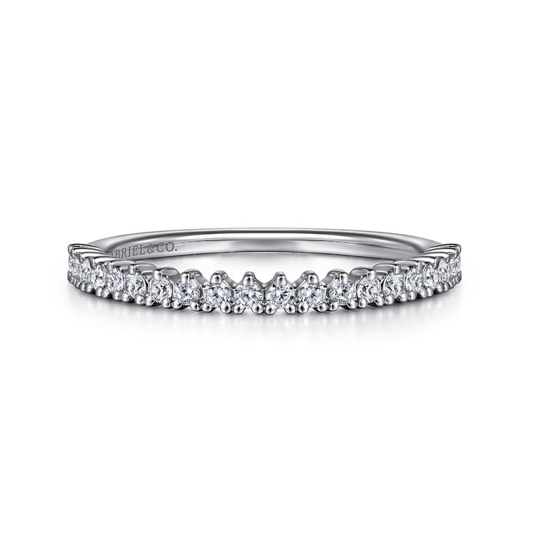 Straight Wedding Ring in 14k White Gold with Round Natural Diamond at Gabriel & Co. - Shot 1