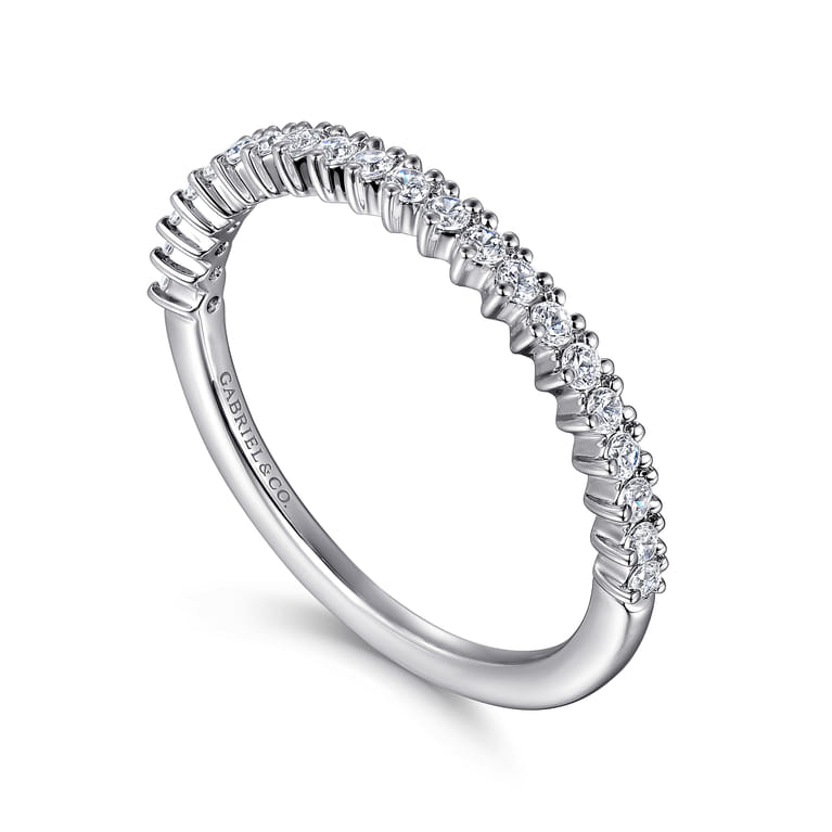 Straight Wedding Ring in 14k White Gold with Round Natural Diamond at Gabriel & Co. - Shot 3