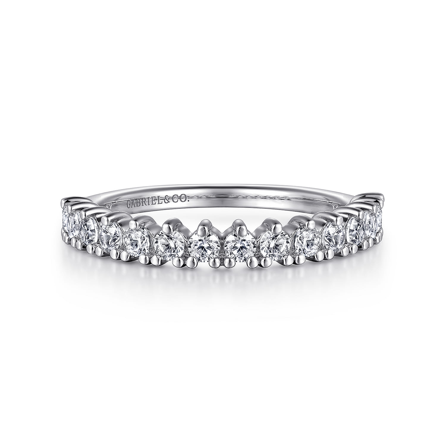 Straight Wedding Ring in 14k White Gold with Round Natural Diamond at Gabriel & Co. - Shot 1