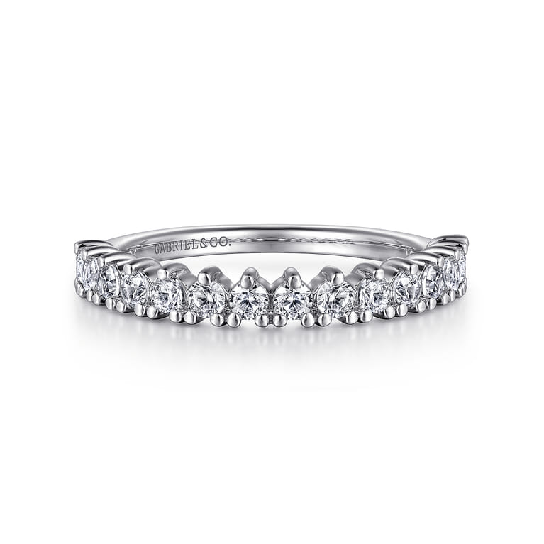 Straight Wedding Ring in 14k White Gold with Round Natural Diamond at Gabriel & Co. - Shot 1