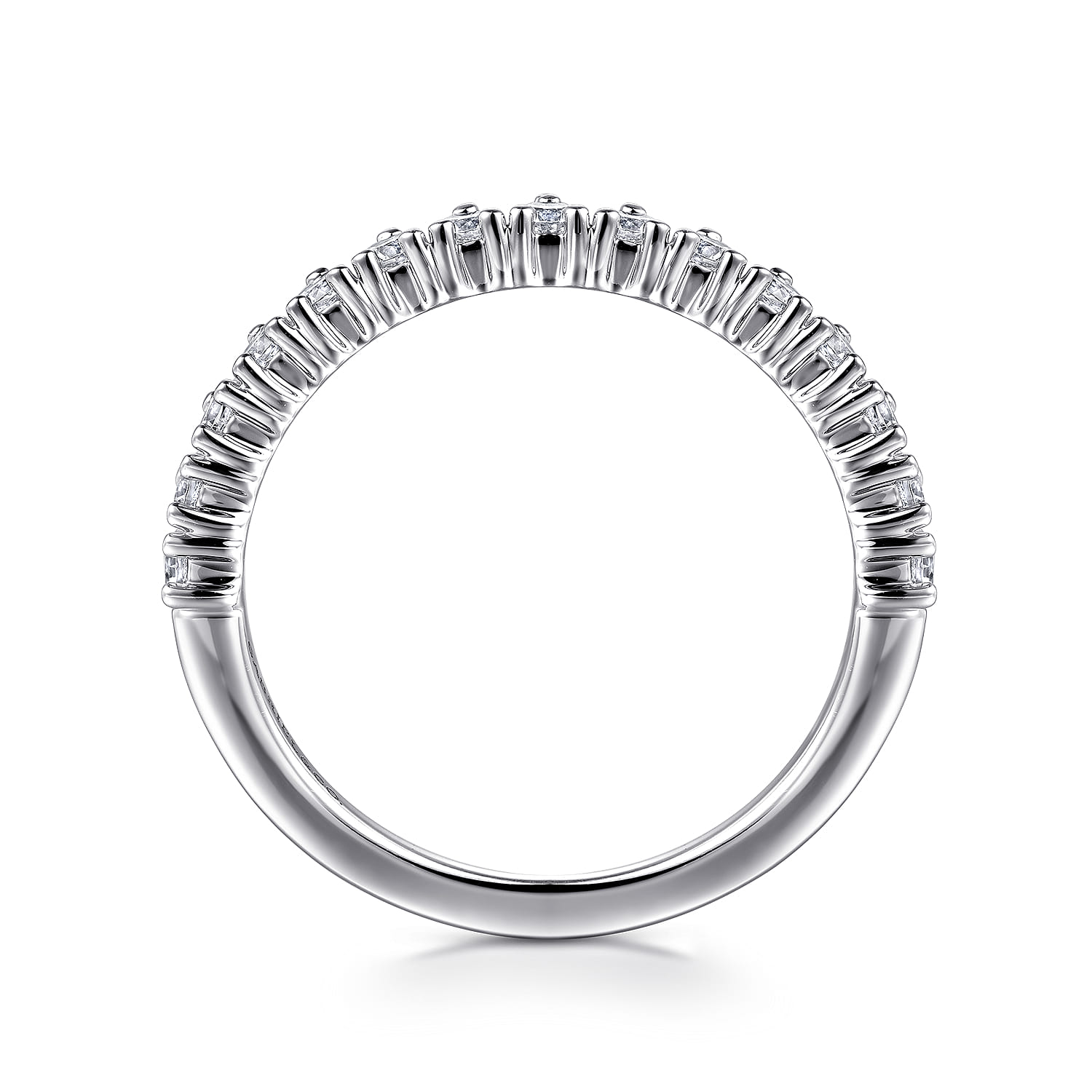 Straight Wedding Ring in 14k White Gold with Round Natural Diamond at Gabriel & Co. - Shot 2