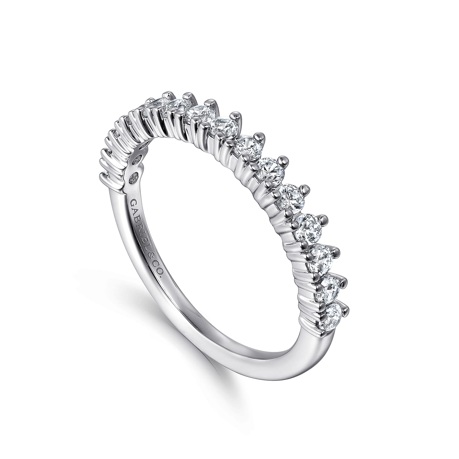 Straight Wedding Ring in 14k White Gold with Round Natural Diamond at Gabriel & Co. - Shot 3
