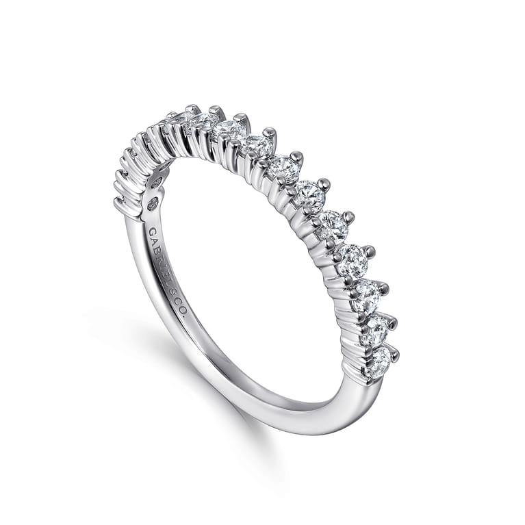 Straight Wedding Ring in 14k White Gold with Round Natural Diamond at Gabriel & Co. - Shot 3