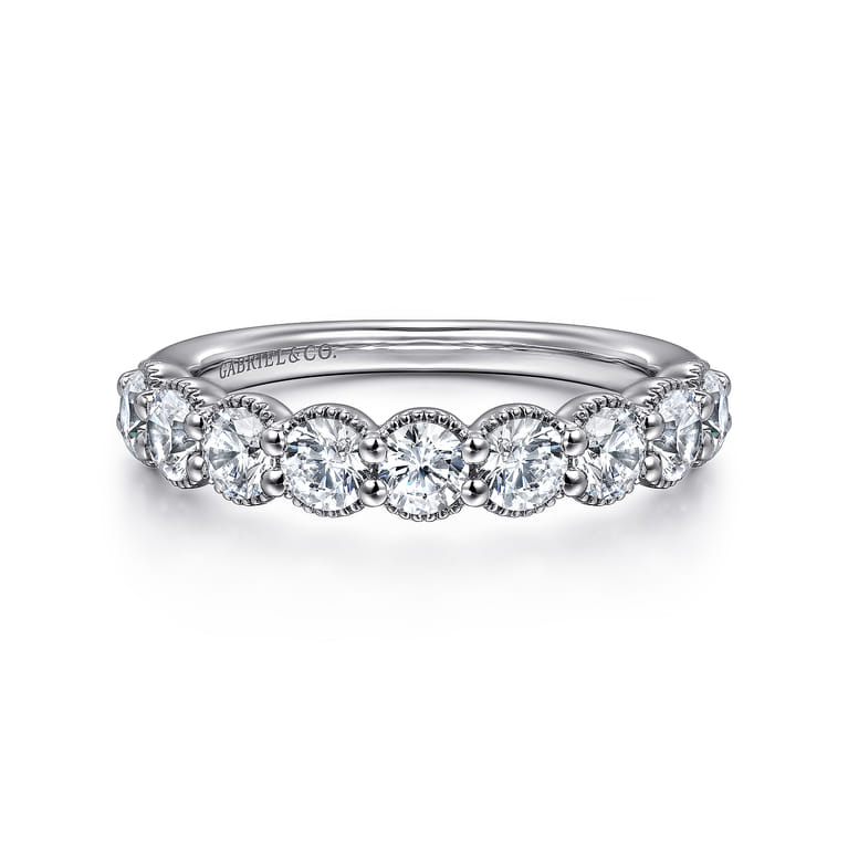 Fancy Wedding Ring in 14k White Gold with Round Natural Diamond at Gabriel & Co. - Shot 1