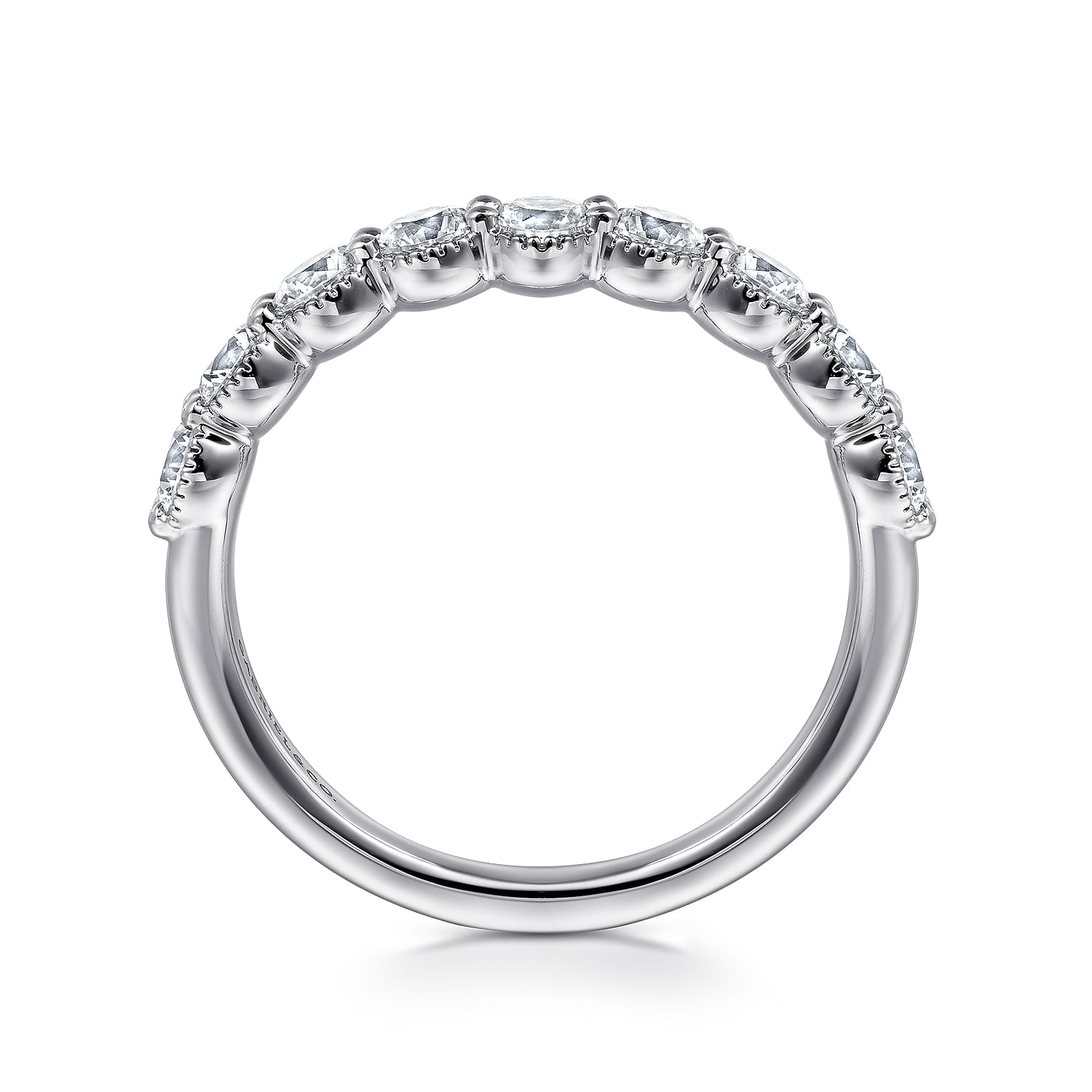Fancy Wedding Ring in 14k White Gold with Round Natural Diamond at Gabriel & Co. - Shot 2