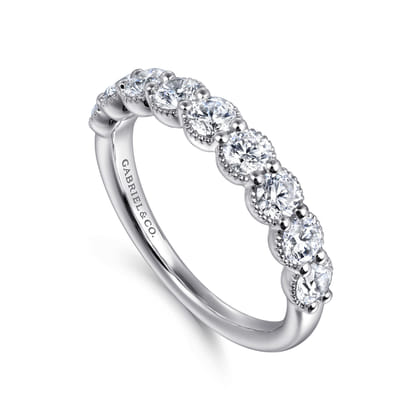 14K White Gold Round Diamond Anniversary Band