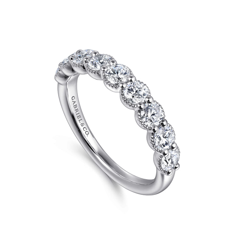 Fancy Wedding Ring in 14k White Gold with Round Natural Diamond at Gabriel & Co. - Shot 3