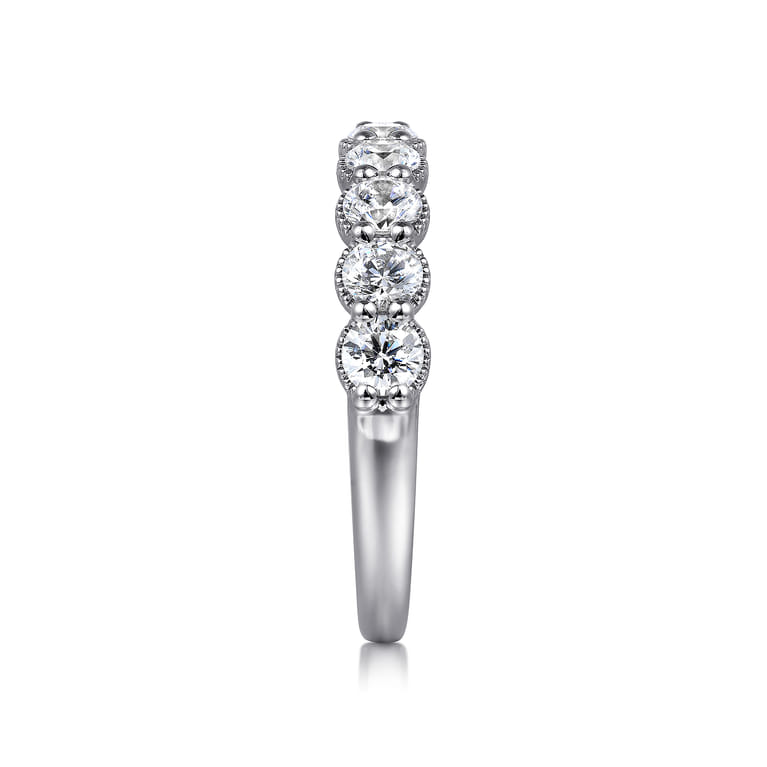 Fancy Wedding Ring in 14k White Gold with Round Natural Diamond at Gabriel & Co. - Shot 4
