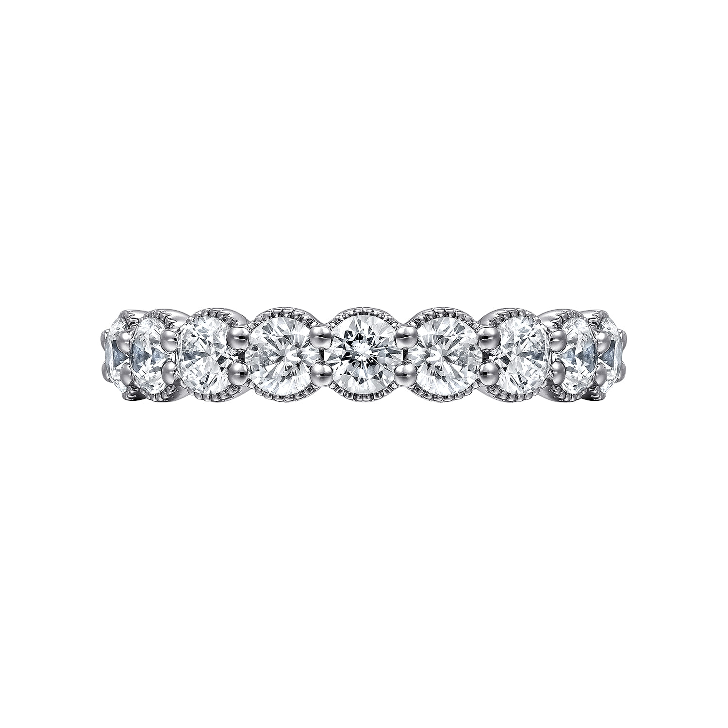 Fancy Wedding Ring in 14k White Gold with Round Natural Diamond at Gabriel & Co. - Shot 6