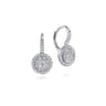 14K White Gold Round Diamond Cluster Leverback Earrings - 0.75 ct