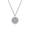 14K White Gold Round Diamond Cluster Pendant Necklace with Bujukan Frame - 0.1 ct