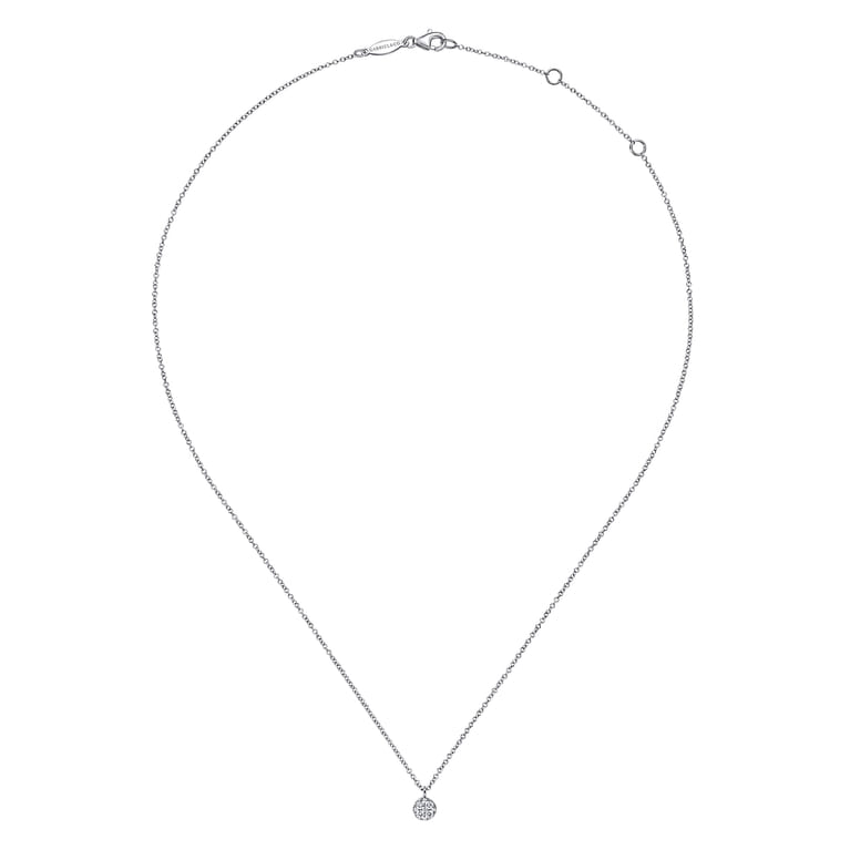14K White Gold Round Diamond Cluster Pendant Necklace - 0.13 ct - Shot 2