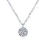 14K White Gold Round Diamond Cluster Pendant Necklace - 0.24 ct