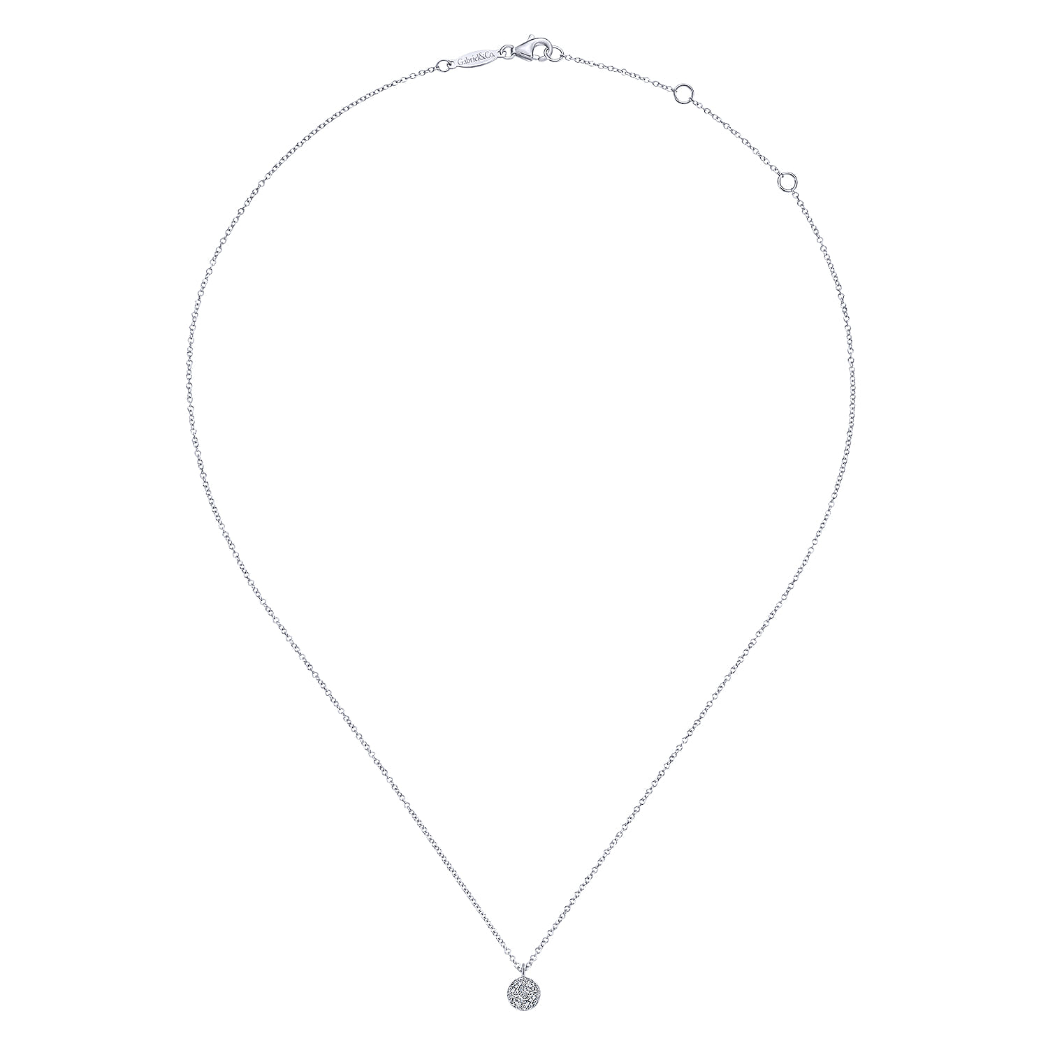 14K White Gold Round Diamond Cluster Pendant Necklace - 0.24 ct - Shot 2