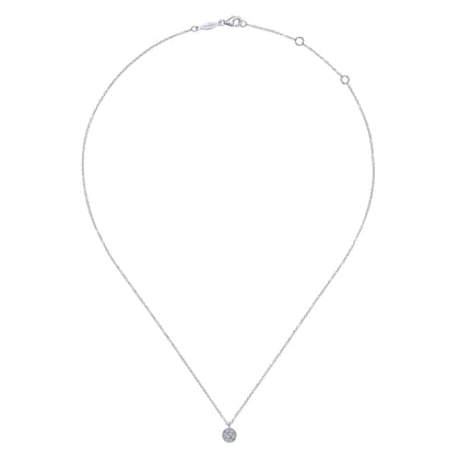 14K White Gold Round Diamond Cluster Pendant Necklace
