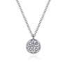 14K White Gold Round Diamond Cluster Pendant Necklace - 0.35 ct