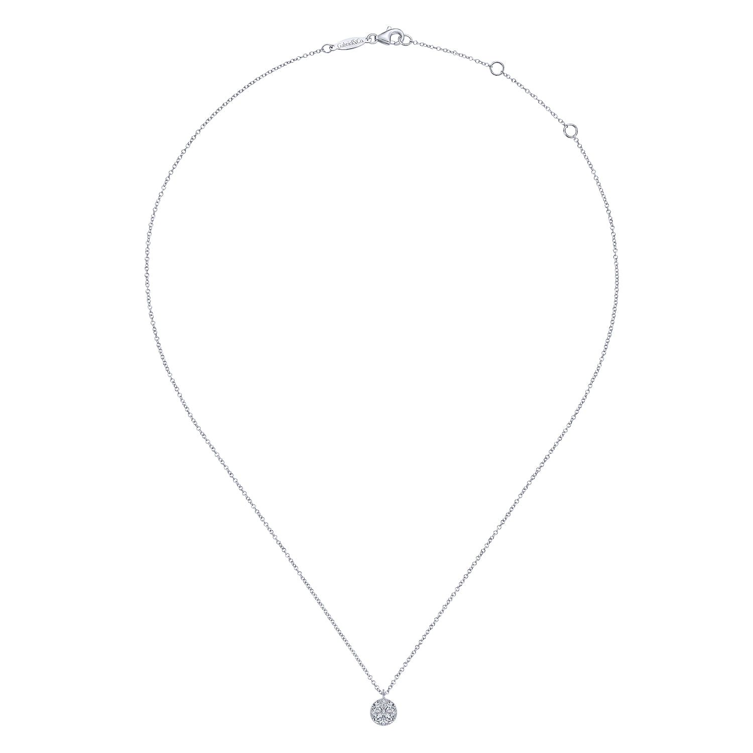 14K White Gold Round Diamond Cluster Pendant Necklace - 0.35 ct - Shot 2
