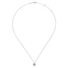 14K White Gold Round Diamond Cushion Halo Pendant Necklace - 0.25 ct