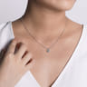 14K White Gold Round Diamond Cushion Halo Pendant Necklace - 0.25 ct