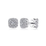 14K White Gold Round Diamond Cushion Halo Stud Earrings - 0.25 ct