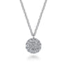 14K White Gold Round Diamond Disc Pendant Necklace - 0.25 ct