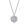 14K White Gold Round Diamond Disc Pendant Necklace - 0.45 ct