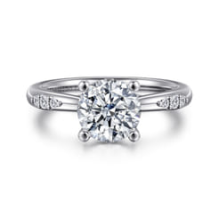 14K White Gold Round Diamond Engagement Ring