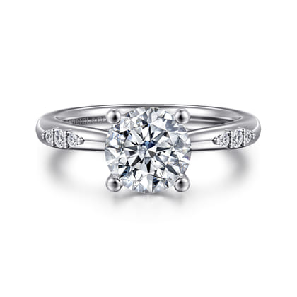 14K White Gold Round Diamond Engagement Ring