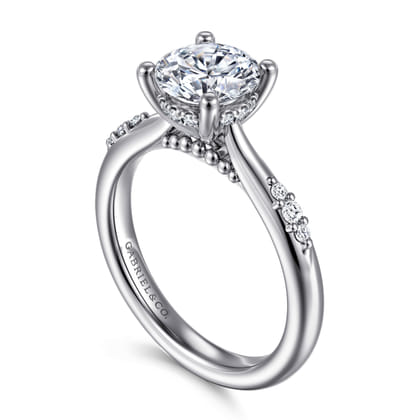 14K White Gold Round Diamond Engagement Ring