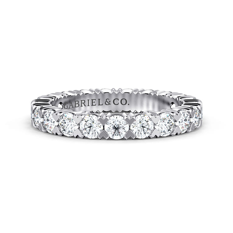 Eternity Band Wedding Ring in 14k White Gold with Round Natural Diamond at Gabriel & Co. - Shot 1